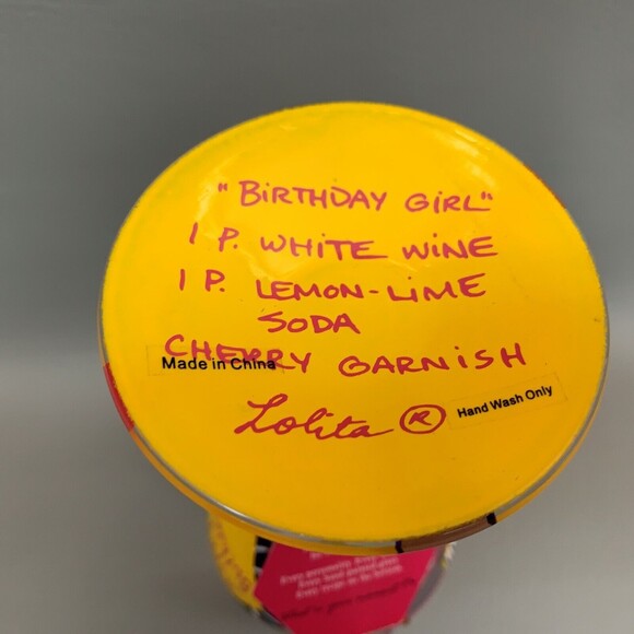 Lolita Wine Glass Love My Wine "Birthday Girl" w/ Recipe on Bottom 8 7/8" high - Picture 7 of 9